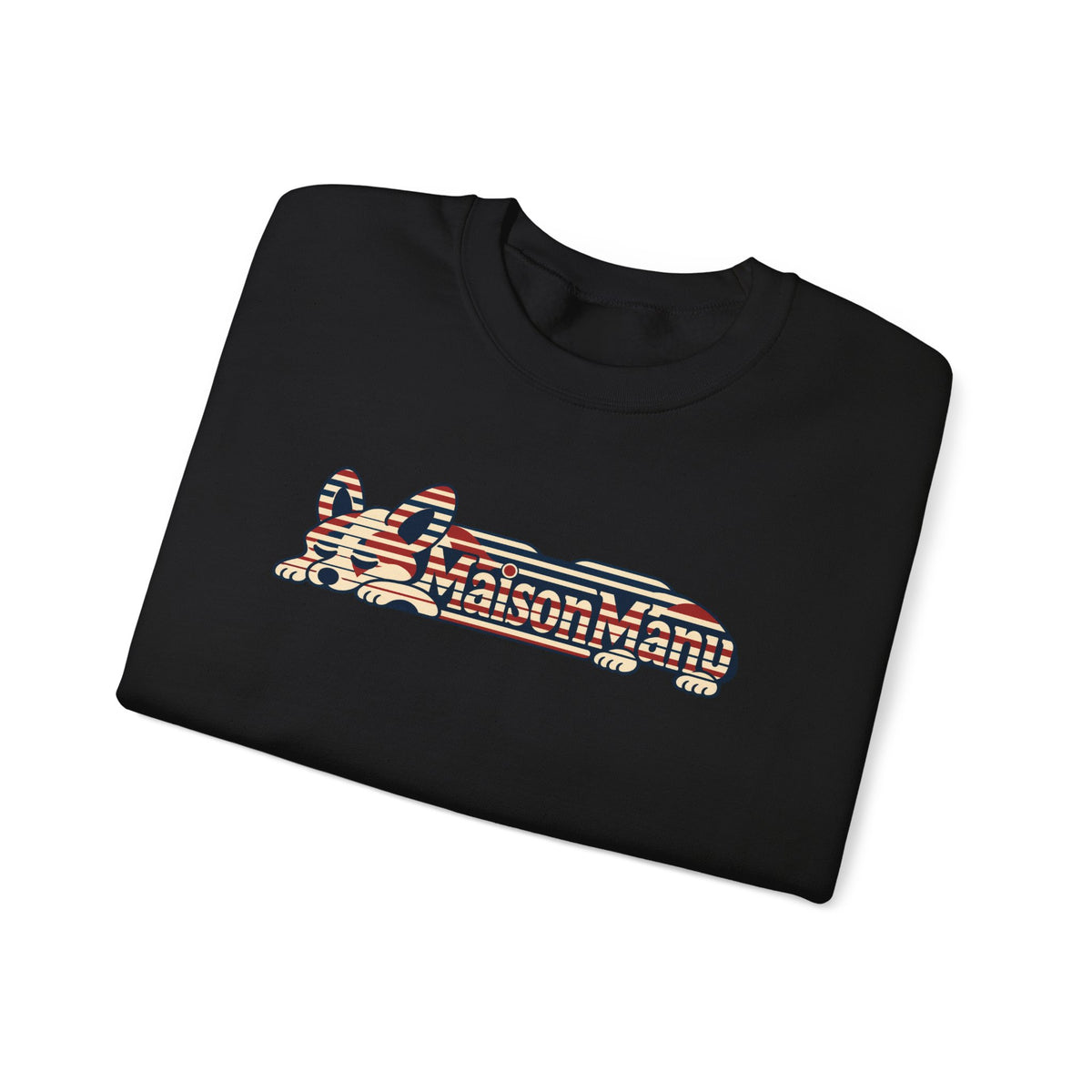 Maison Manu｜Retro Stripe Corgi Sweatshirt