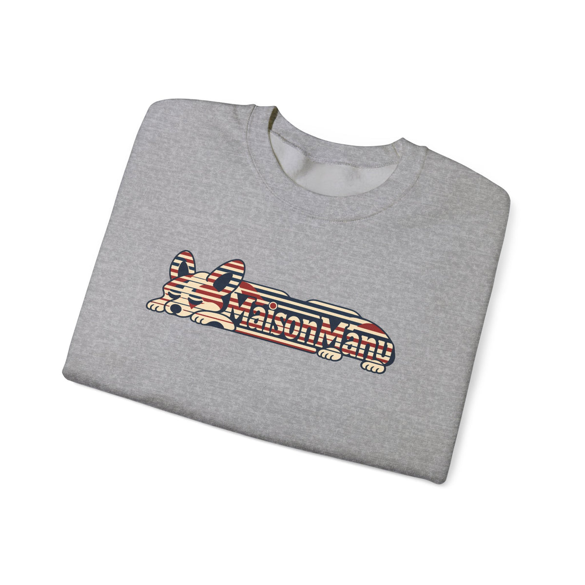 Maison Manu｜Retro Stripe Corgi Sweatshirt