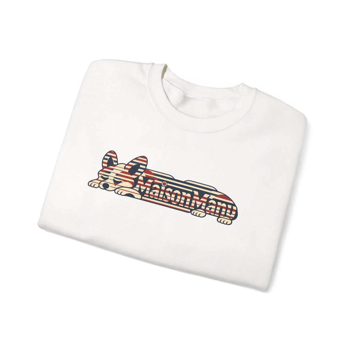 Maison Manu｜Retro Stripe Corgi Sweatshirt