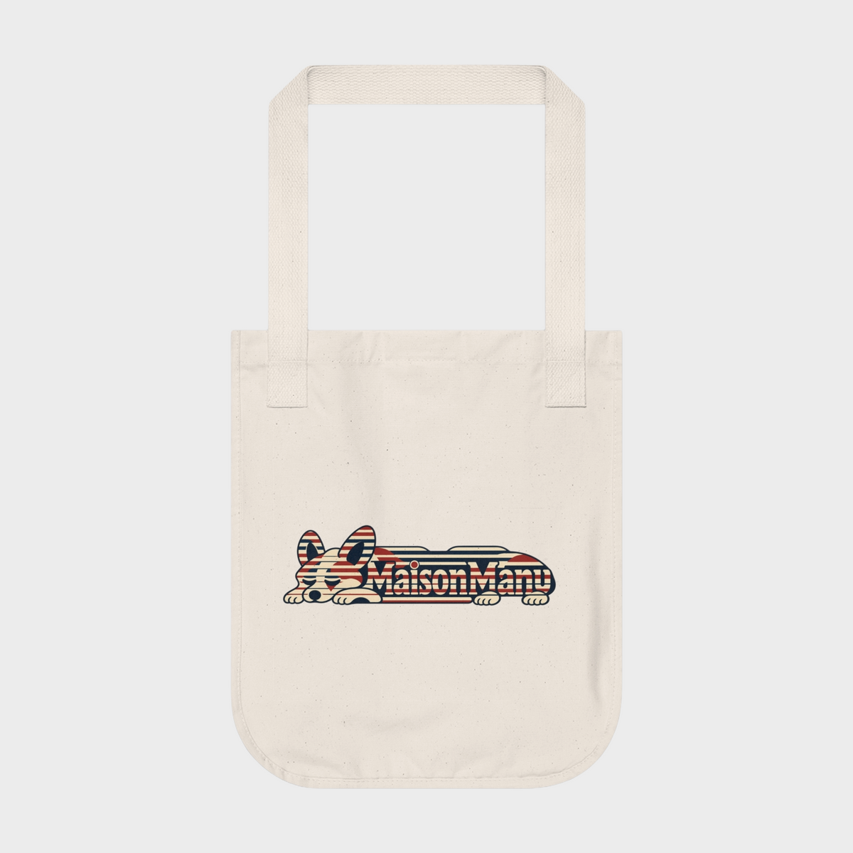 Maison Manu｜Retro Stripe Corgi Tote Bag