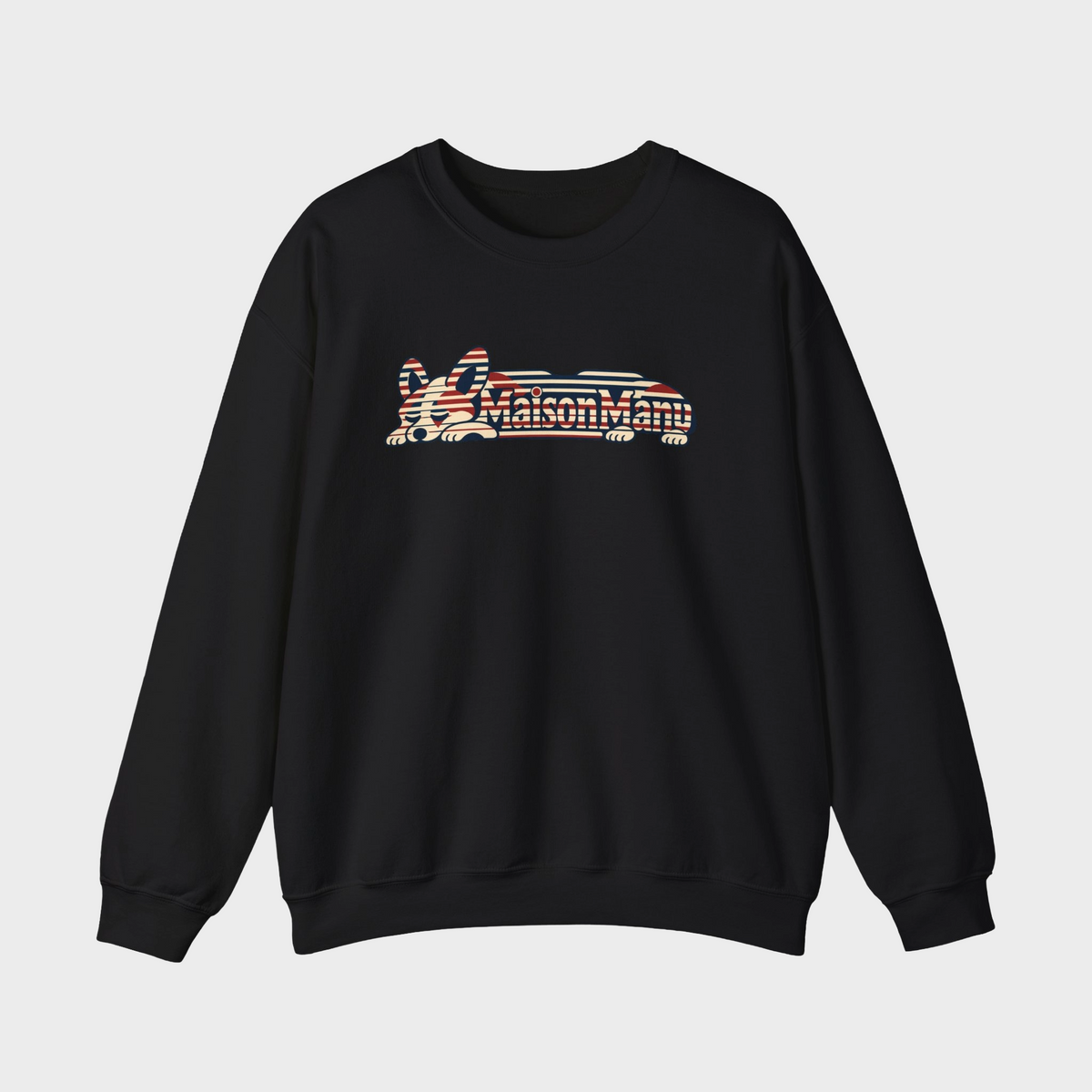 Maison Manu｜Retro Stripe Corgi Sweatshirt
